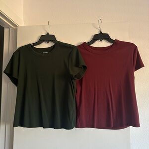 Old Navy Dark Green and Deep Red Short Sleeve Tees
